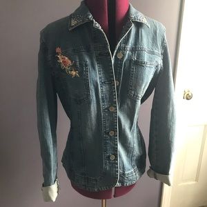 Embroidery and Sequin Floral Jean Denim Jacket